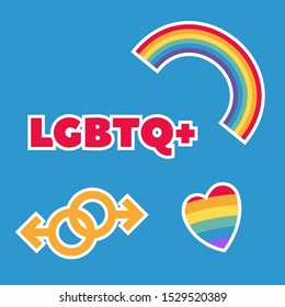 Stickers and symbols of the LGBT community. LGBT flag. Tolerance. Pride