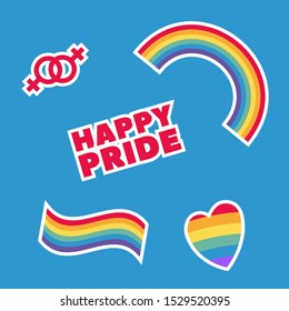 Stickers and symbols of the LGBT community. LGBT flag. Tolerance. Pride