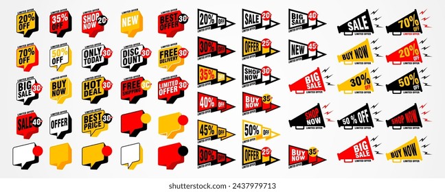 stickers and tags banners set, stroke sale, sales label collection suitable for design promotion media 