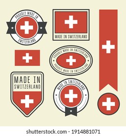 Stickers, tags and labels with Switzerland flag - badges