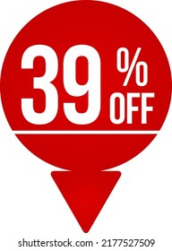Stickers or tags for sales in pin form with arrow down and different percentage