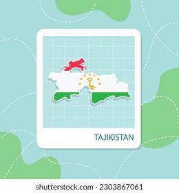 Stickers of Tajikistan map with flag pattern in frame.