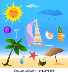 Stickers. Theme sea and summer