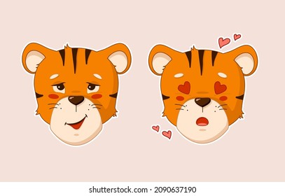 Stickers tiger in love vector