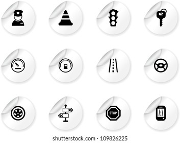 Stickers with traffic and driving icons