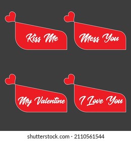 Stickers for Valentine's day with different words about love