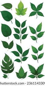 stickers of various plants on a white background, red color leaves, vibrant colors, high resolution, vector, colorful leaves, red color flowers     
