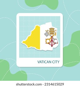 Stickers of Vatican City map with flag pattern in frame.