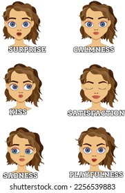 Stickers in vector girl with emotions