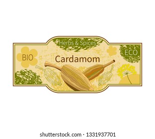 Stickers with vector spices and herbs