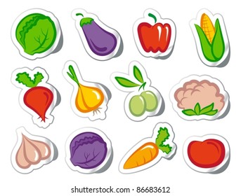 Stickers with vegetables