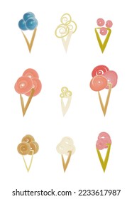 stickers with watercolor textured ice cream