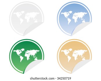 stickers with world map