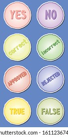 Stickers yes no correct incorrect approved rejected true false 