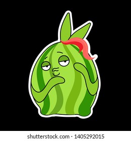 Stickers for your computer. Stickers exclusive. Funny animals. Funny banana and funny watermelon hare