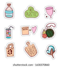 Stickers "Zero waste". Set of stickers on the theme "Zero waste".  Printable templates set. 