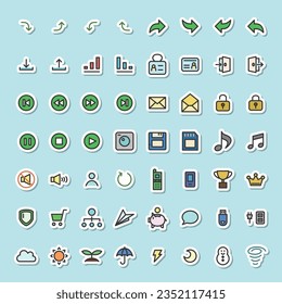 Sticker-style business illustration icon set