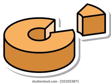 Sticker-style cooking food single item icon Baumkuchen