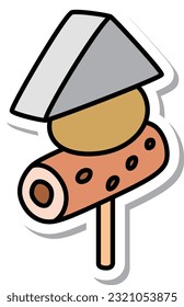 Sticker-style cooking food single item icon oden