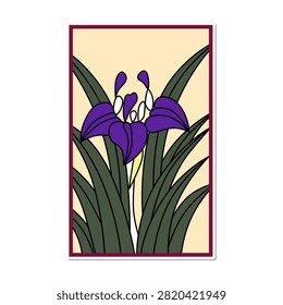 Sticker-style Hanafuda icon: Iris and Chaff (Kas)