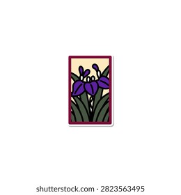 Sticker-style Hanafuda icon: Iris and Chaff (Kas)