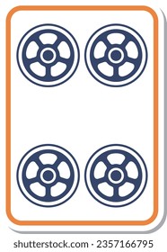 Sticker-style mahjong tiles single item icon four cylinders