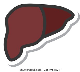 Sticker-style medical-related single item icon liver