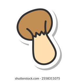 Sticker-style mushroom single item icon eryngii