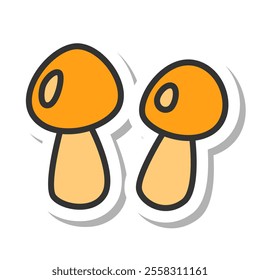 Sticker-style mushroom single item icon Nameko