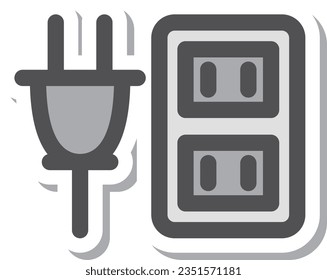 Sticker-style simple electrical appliance single item icon outlet plug