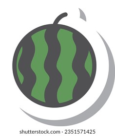 Sticker-Stil einfache Gemüse-Einzelposten Symbol Wassermelone