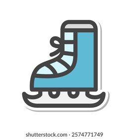 Sticker-style sports-related single item icon ice skating