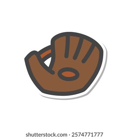 Sticker-style sports-related single item icon baseball glove