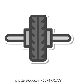 Sticker-style sports-related single item icon: abdominal muscle roller