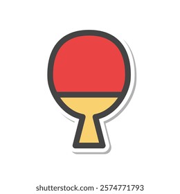 Sticker-style sports-related single item icon table tennis racket