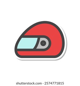 Sticker-style sports-related single item icon race helmet