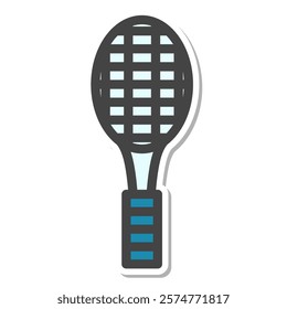 Sticker-style sports-related single item icon tennis racket