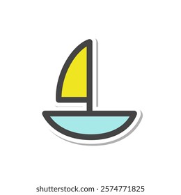 Sticker-style sports-related single item icon Yacht race