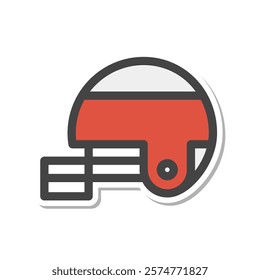 Sticker-style sports-related single item icon rugby helmet