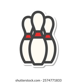 Sticker-style sports-related single item icon bowling pin