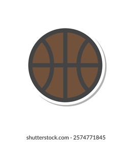 Sticker-style sports-related single item icon basketball