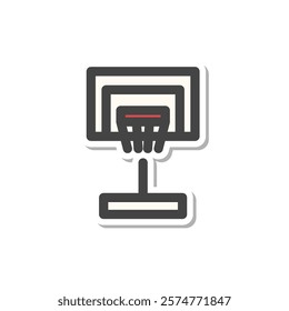 Sticker-style sports-related single item icon basketball goal