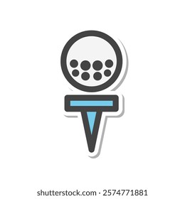 Sticker-style sports-related single item icon golf ball