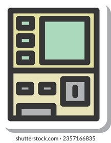 Sticker-style station-related single icon ticket vending machine