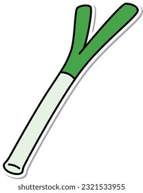 Sticker-style vegetable single item icon green onion