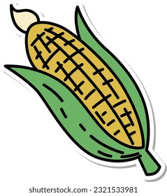 Icono de elemento único vegetal estilo pegajoso Corn