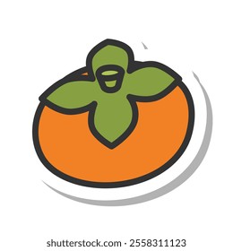 Sticker-style vegetable single item icon persimmon