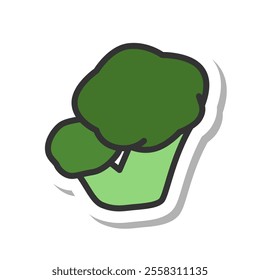 Sticker-style vegetable single item icon broccoli