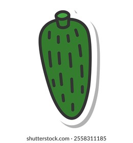 Sticker-style vegetable single item icon Bitter melon