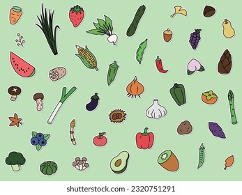 Sticker-style vegetable wallpaper illustration icon set